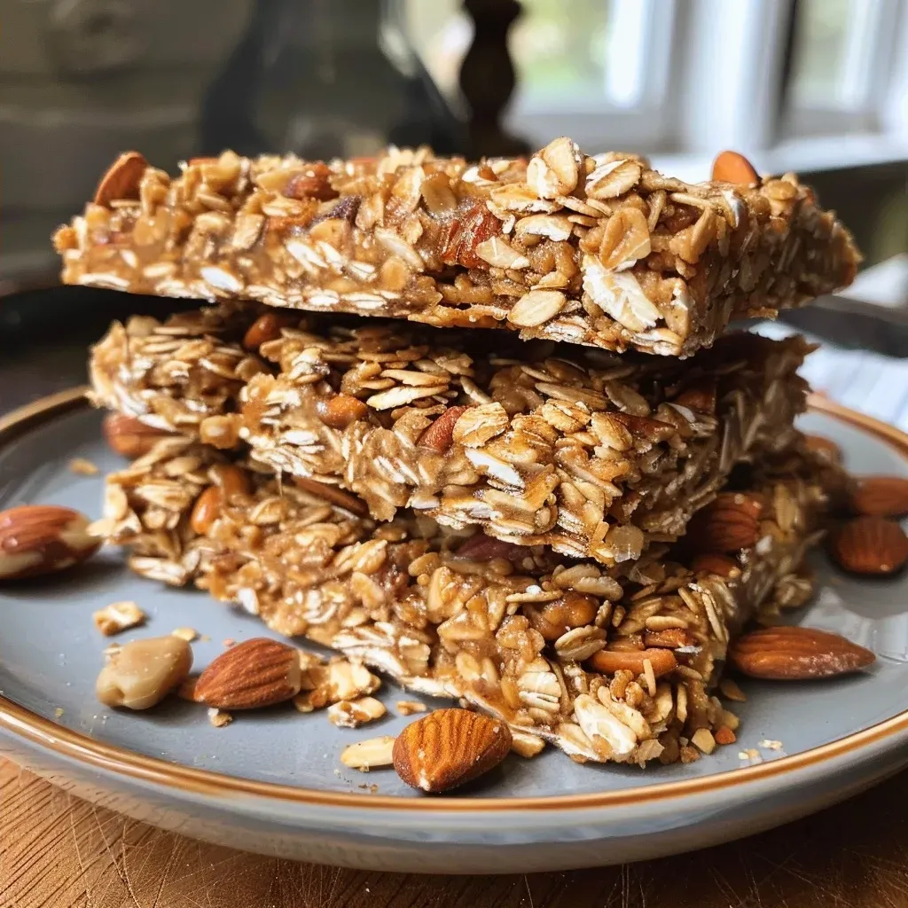 Barras de granola caseras de avena con nueces y semillas.