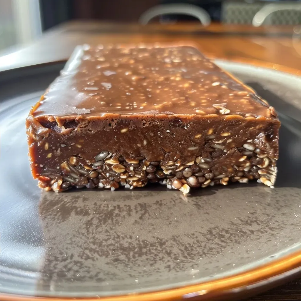 Barras energéticas de chocolate y lentejas en un plato.