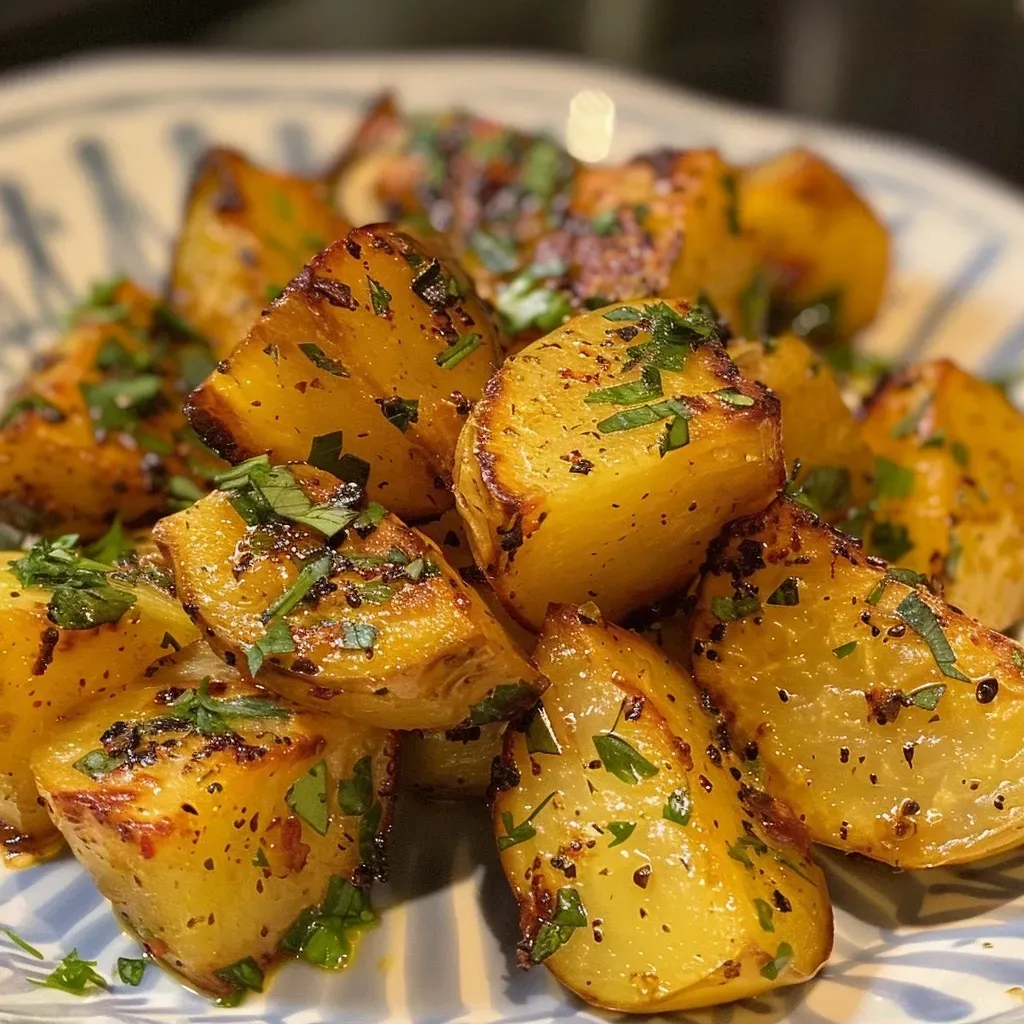 ['Batata rústica cocinada en air fryer, dorada y crujiente.', 'Vista lateral de batatas rústicas, bien sazonadas y jugosas.', 'Primer plano de batatas rústicas, perfectamente crujientes y doradas.', 'Batatas rústicas bien cocinadas en air fryer, listas para servir.']