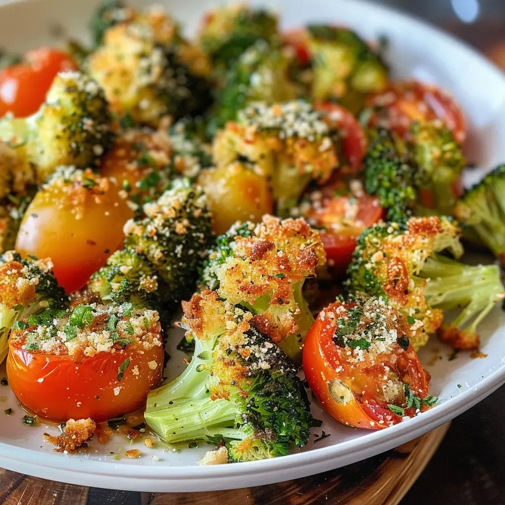 Coliflor y brócoli gratinados con queso parmesano en una olla de cocción lenta.