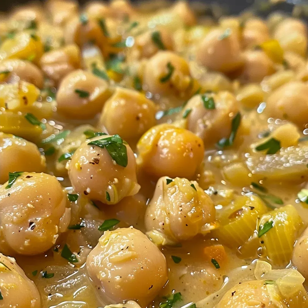 Tazón con crema de garbanzos y zanahorias, decorado con garbanzos fritos.
