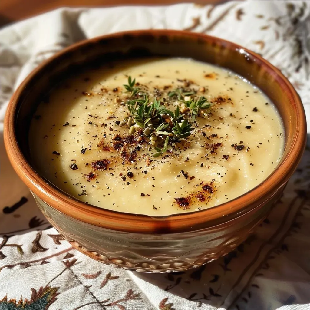 Crema de zapallo y jengibre presentada en un plato.