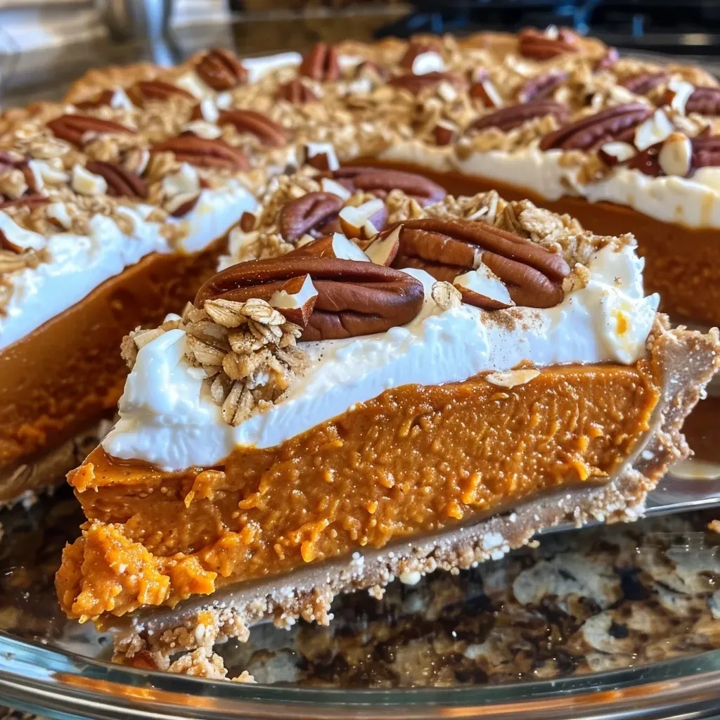 ['Primer plano de un delicioso Crisp de calabaza con textura crujiente.', 'Vista lateral de un Crisp de calabaza dorado y tentador.', 'Crisp de calabaza con cobertura crujiente y trozos de nuez.', 'Detalle visual de un postre de calabaza listo para disfrutar.']