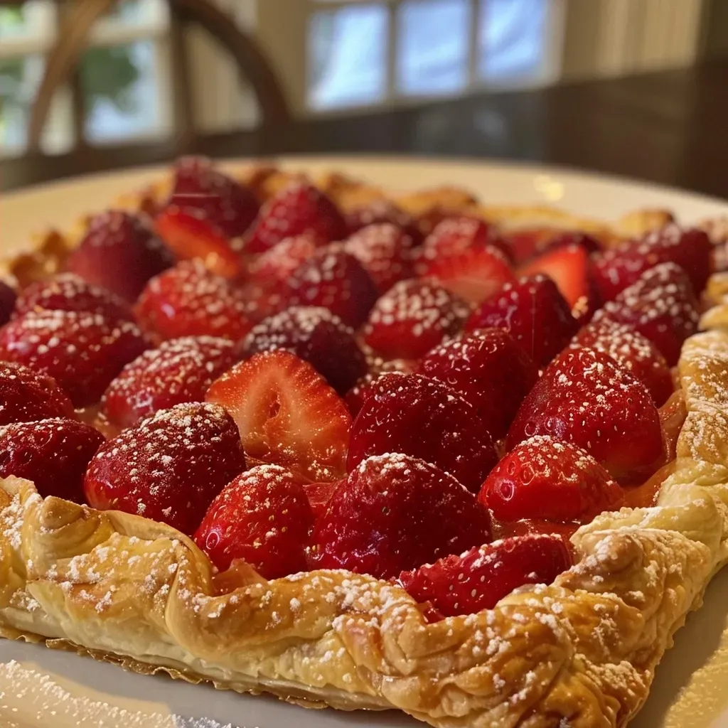 Galette de fresas con corteza casera, vista lateral.
