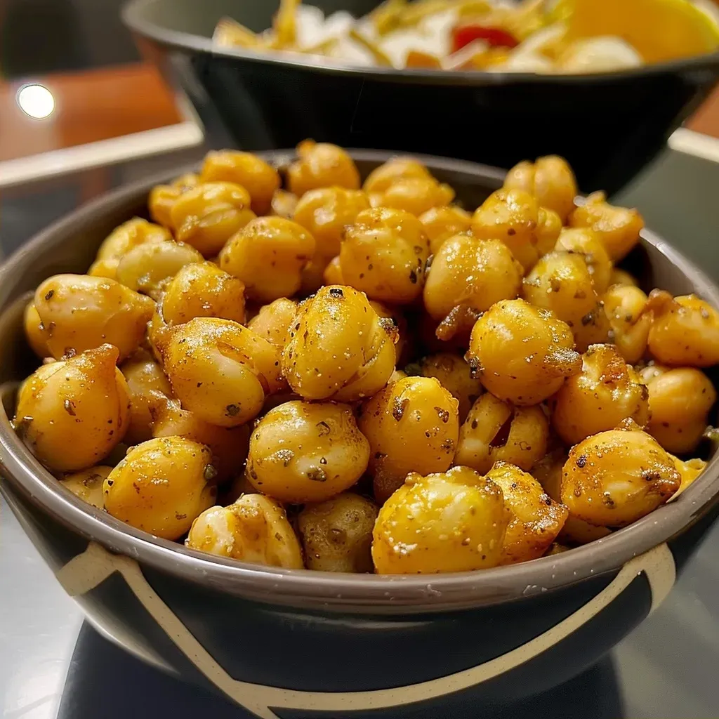 Garbanzos crujientes cocinados en air fryer.