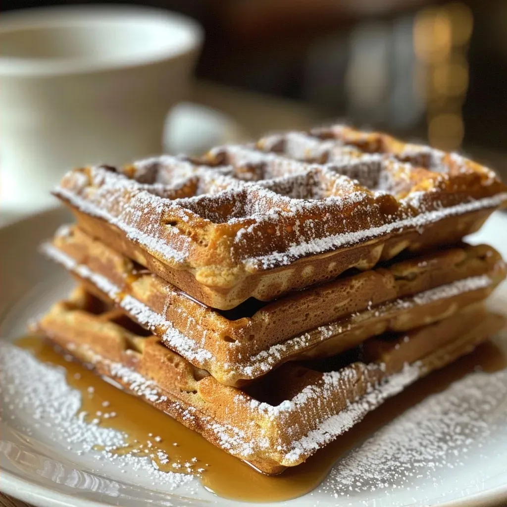 Waffles de jenjibre dorados y esponjosos en un plato.