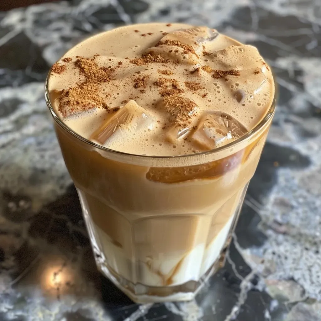 ['Iced Chai Latte en un vaso transparente con especias.', 'Vista lateral de un Iced Chai Latte decorado con canela.', 'Iced Chai Latte servido con hielo y un toque de especias.', 'Primer plano de Iced Chai Latte en vaso de vidrio con crema.']