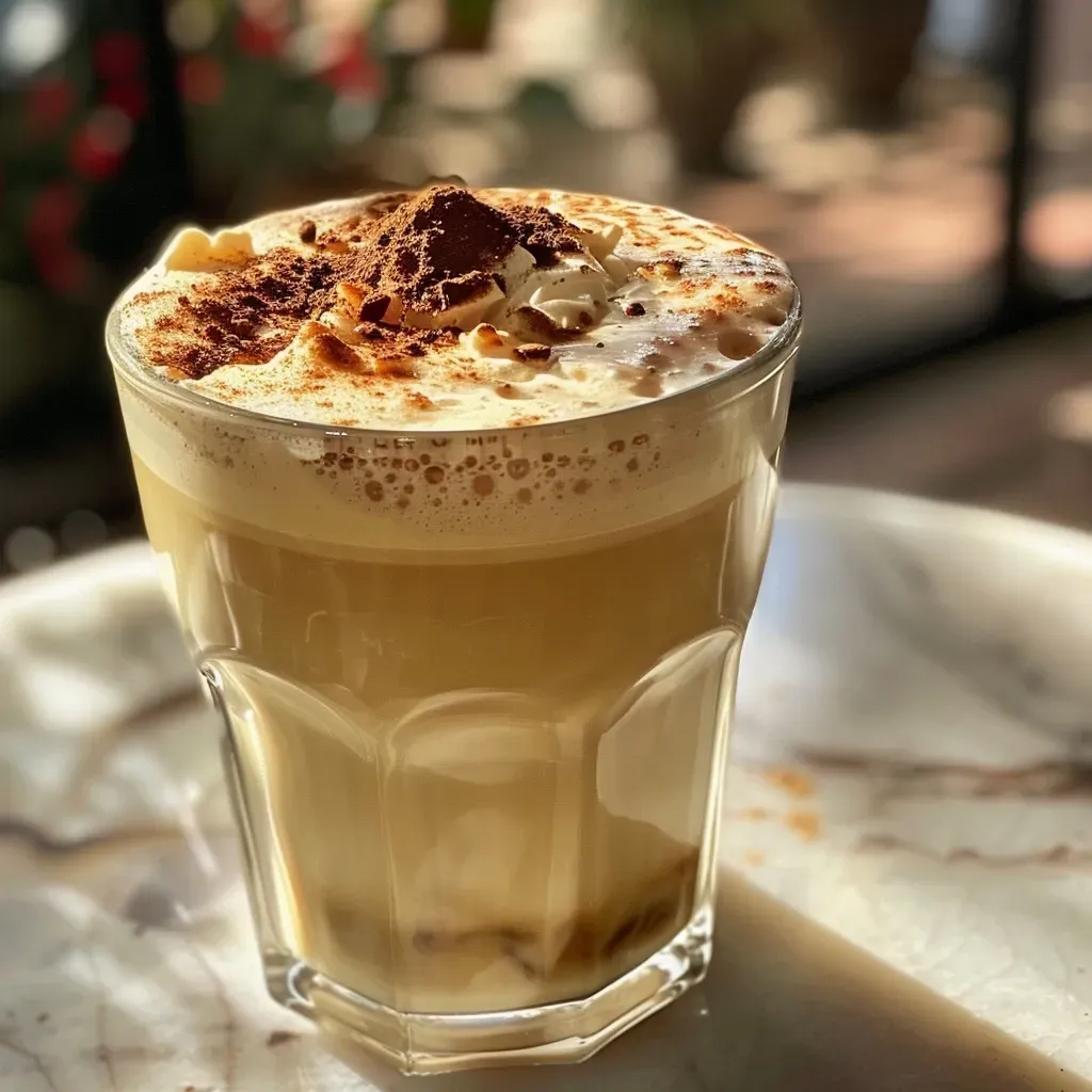 ['Taza de Jengibre Latte On the Go con fondo desenfocado.', 'Primer plano de un Jengibre Latte On the Go servido en una taza.', 'Jengibre Latte On the Go en una taza, mostrando su textura cremosa.', 'Jengibre Latte On the Go presentado con ingredientes visibles alrededor.']
