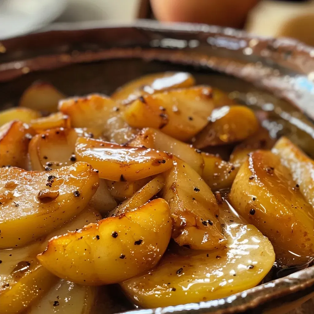 Manzanas cocinándose lentamente en una olla CrockPot.