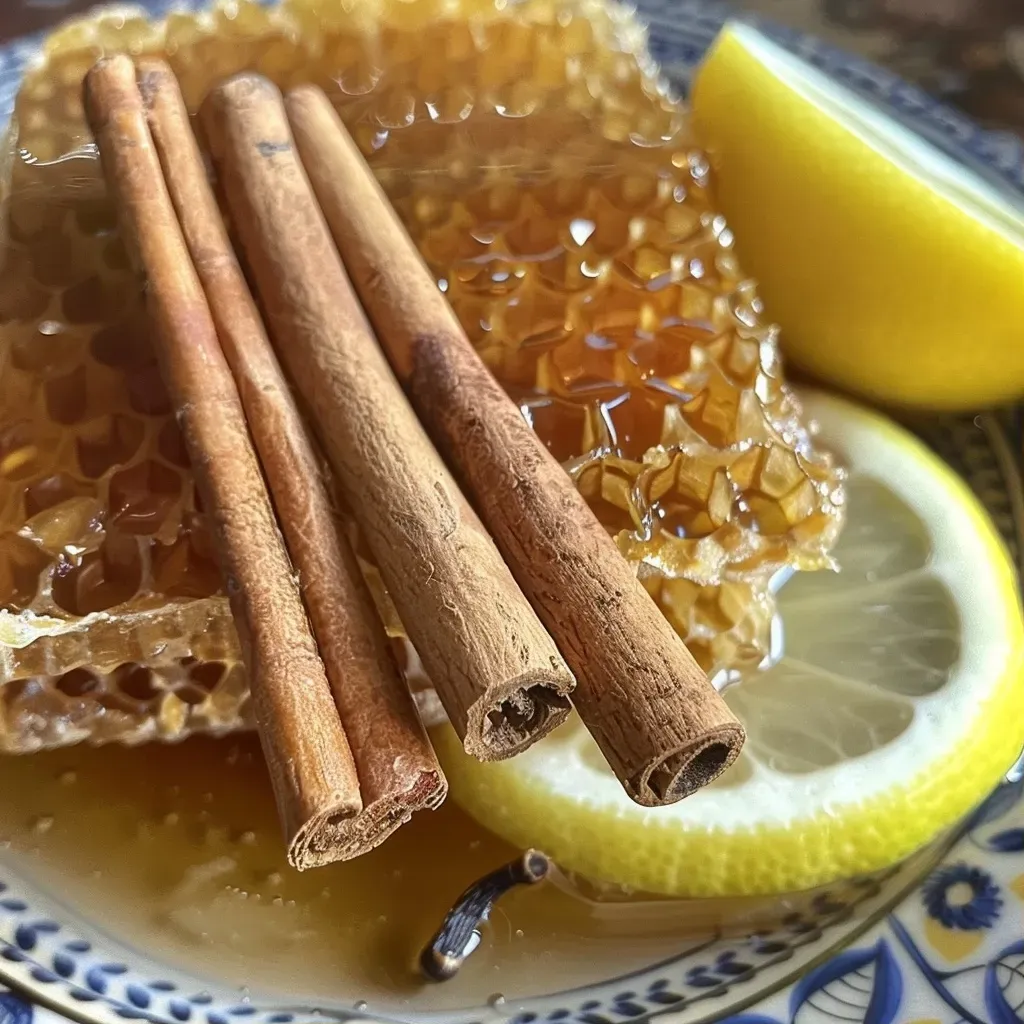 ['Miel especiada en un frasco con ingredientes visibles.', 'Primer plano de miel especiada con canela y clavos.', 'Frasco de miel especiada decorado con ingredientes naturales.', 'Miel especiada presentada desde un ángulo lateral.']