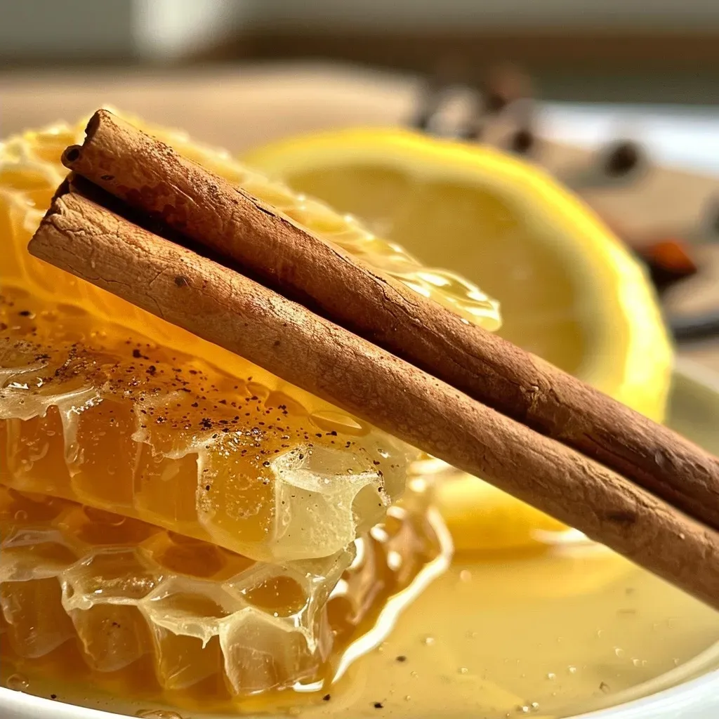 Miel especiada en un frasco con ingredientes visibles.