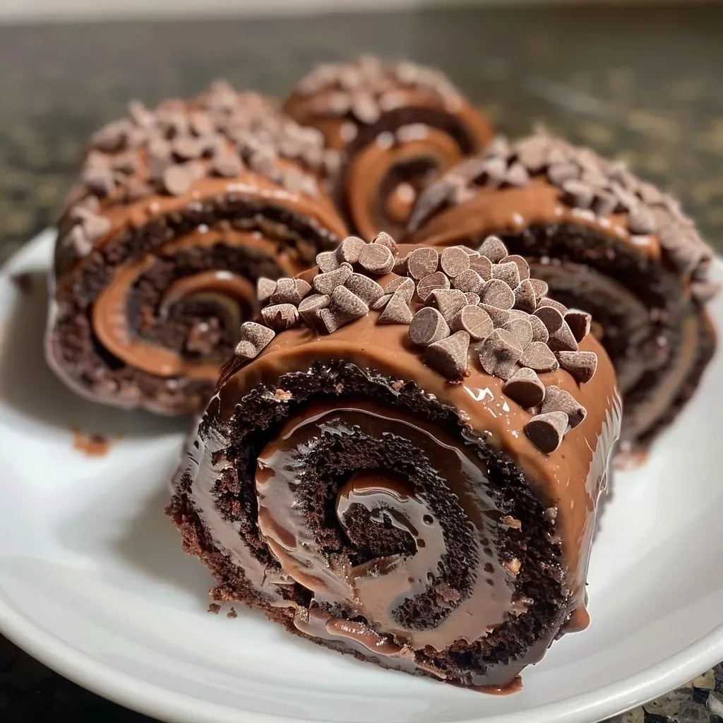 ['Mini rollos de canela de chocolate con glaseado.', 'Detalle de mini rollos de canela de chocolate proteicos.', 'Vista lateral de mini rollos de canela de chocolate.', 'Mini rollos de canela de chocolate recién horneados.']