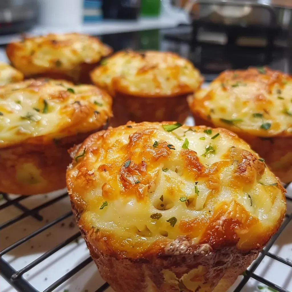 Muffins de calabacín recién horneados en un plato.