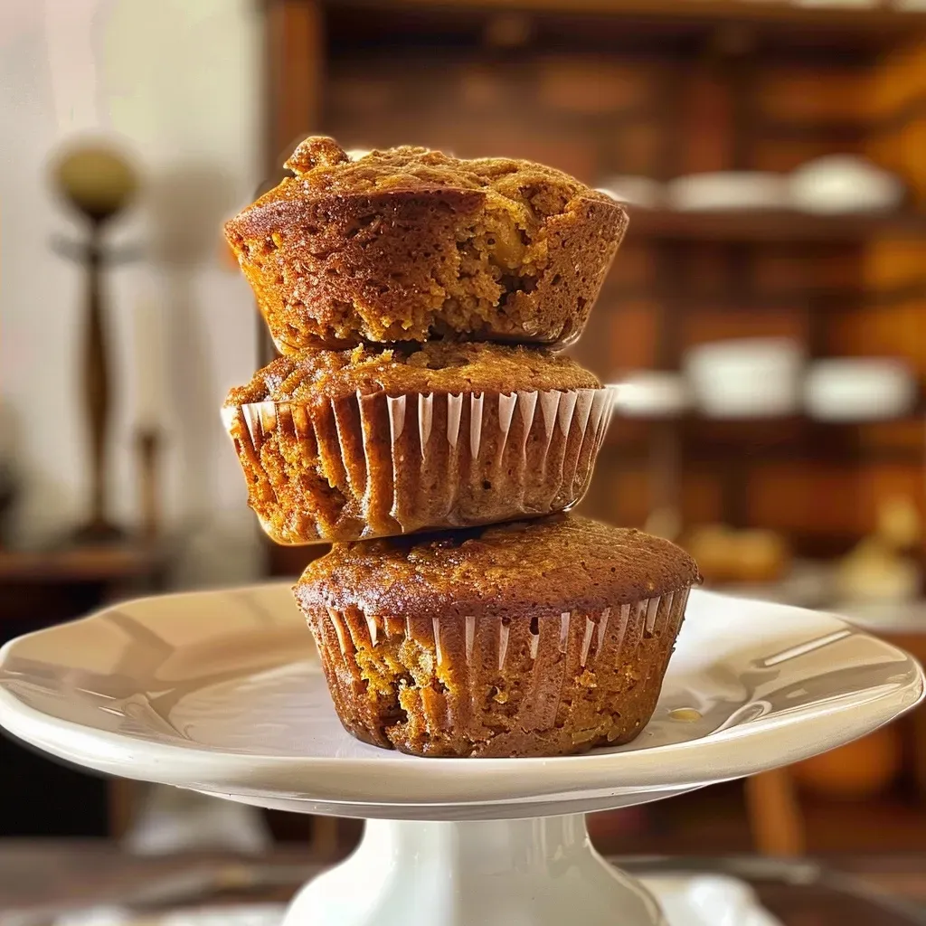 Muffins de calabaza recién horneados, con textura jugosa y color dorado.