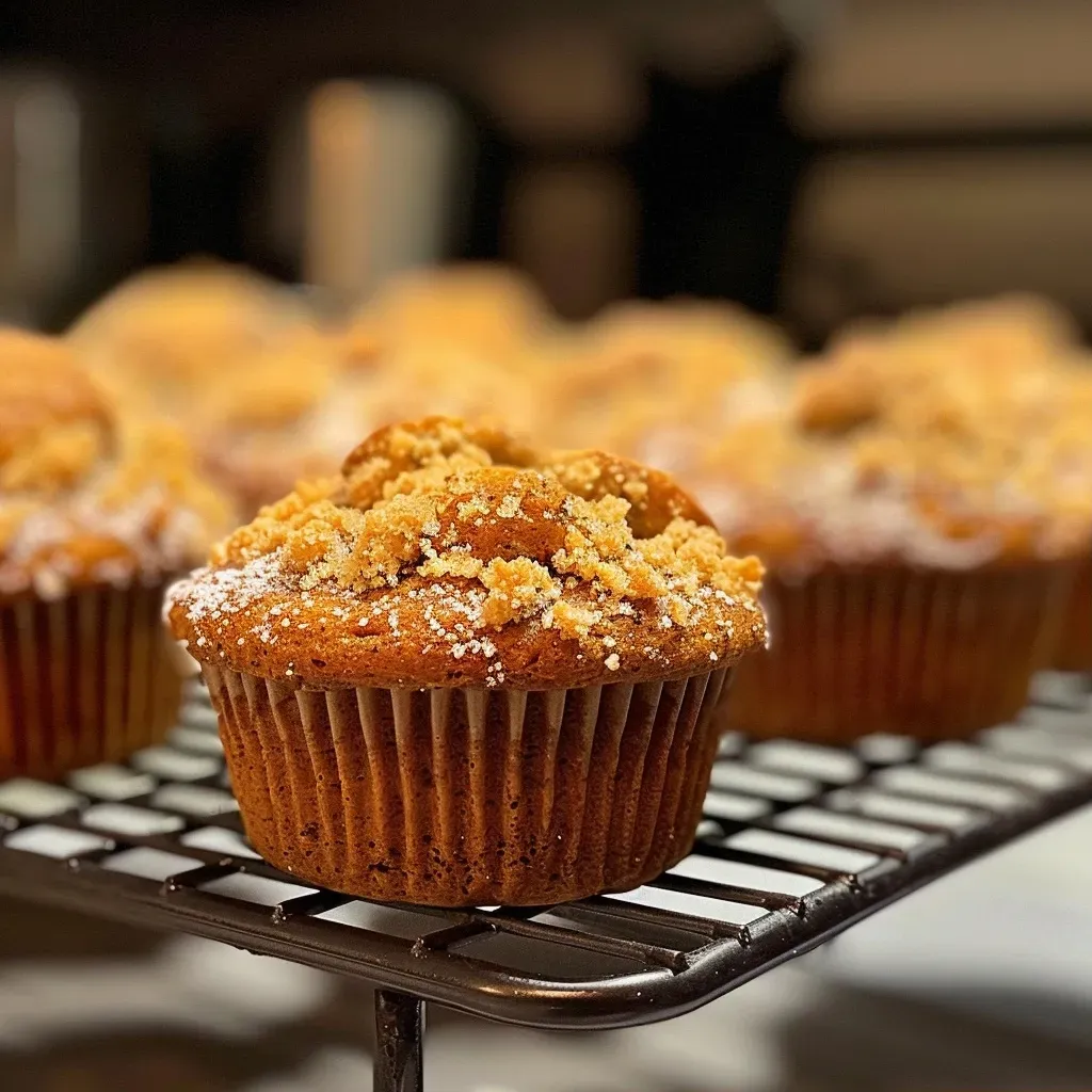 ['Muffins de camote con especias en primer plano.', 'Vista lateral de muffins de camote recién horneados.', 'Muffins de camote decorados con una mezcla de especias.', 'Muffins esponjosos de camote en un plato.']