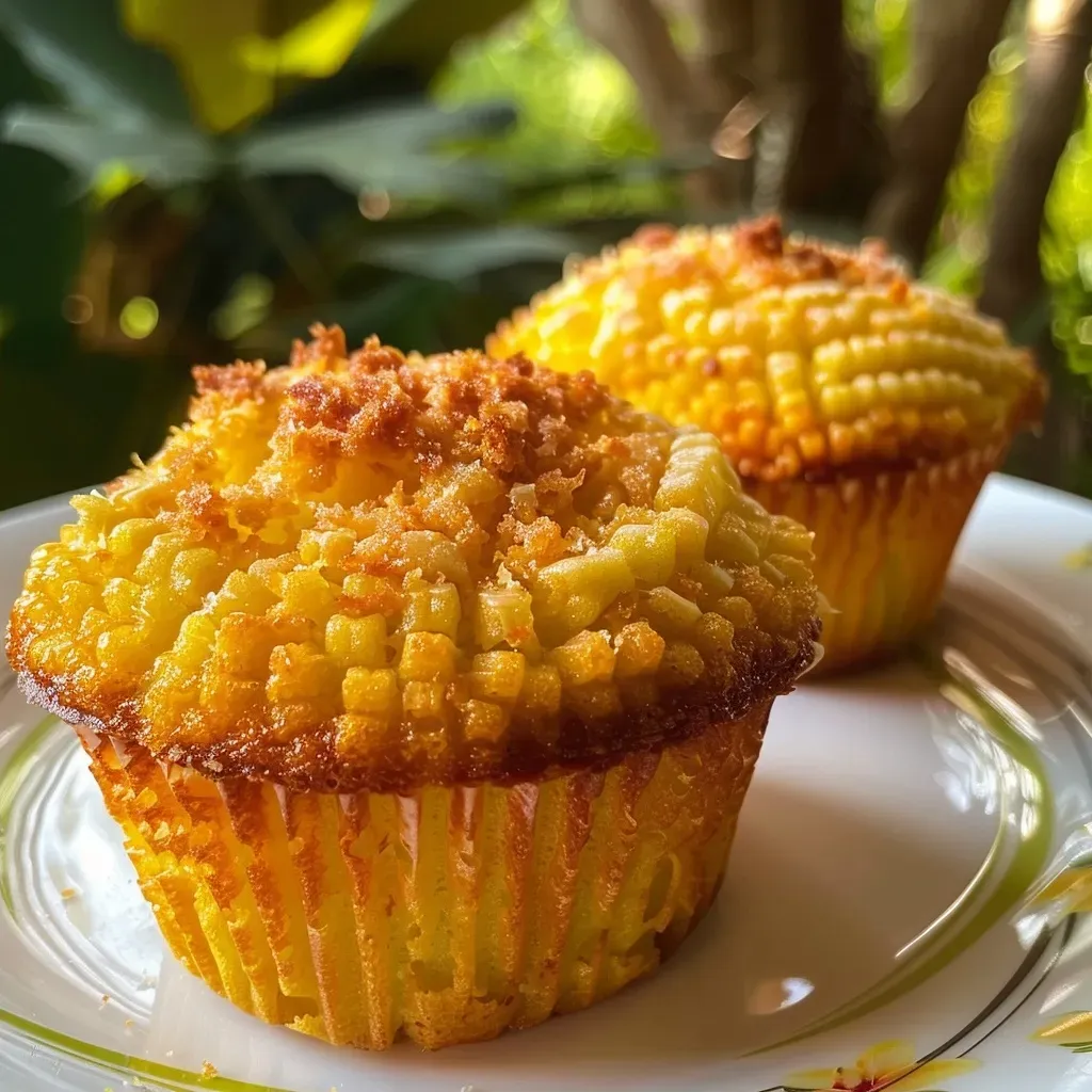 Muffins de elote sin harina en un plato.