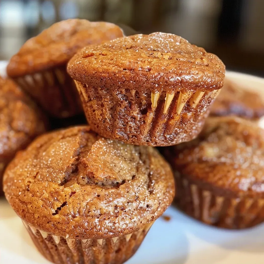 Muffins de jengibre con cobertura de streusel vistos de cerca.