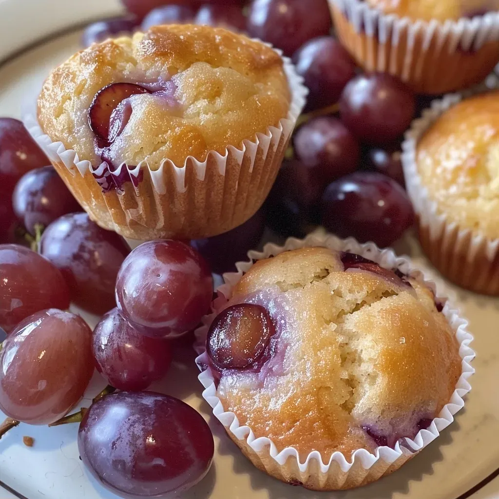 Muffins de uva frescos y jugosos en primer plano.