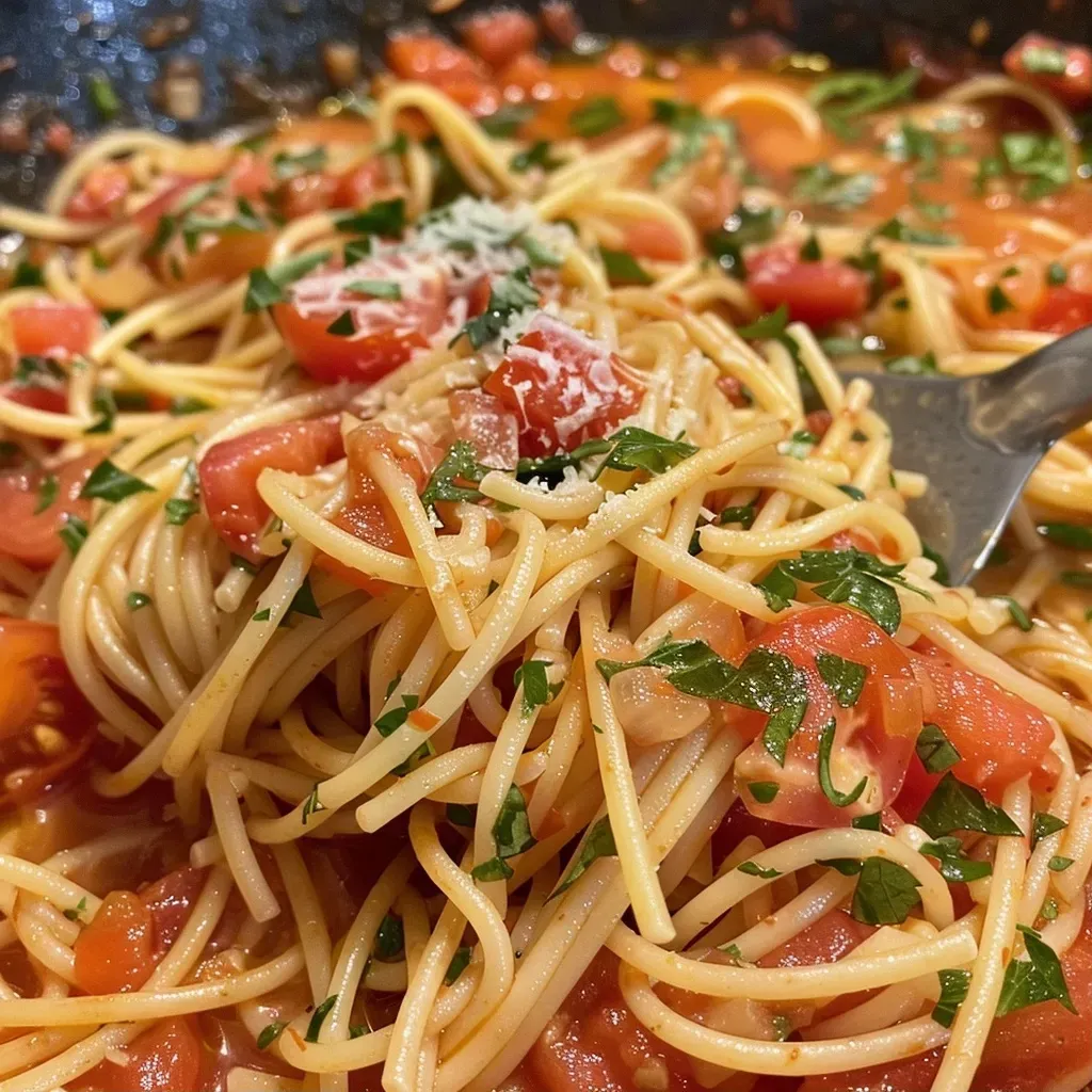 ['Primer plano de un delicioso One Pot Pasta en un plato.', 'Vista lateral de One Pot Pasta con ingredientes frescos.', 'Un tazón de One Pot Pasta listo para disfrutar.', 'Close up de una vibrante One Pot Pasta con salsa y queso.']