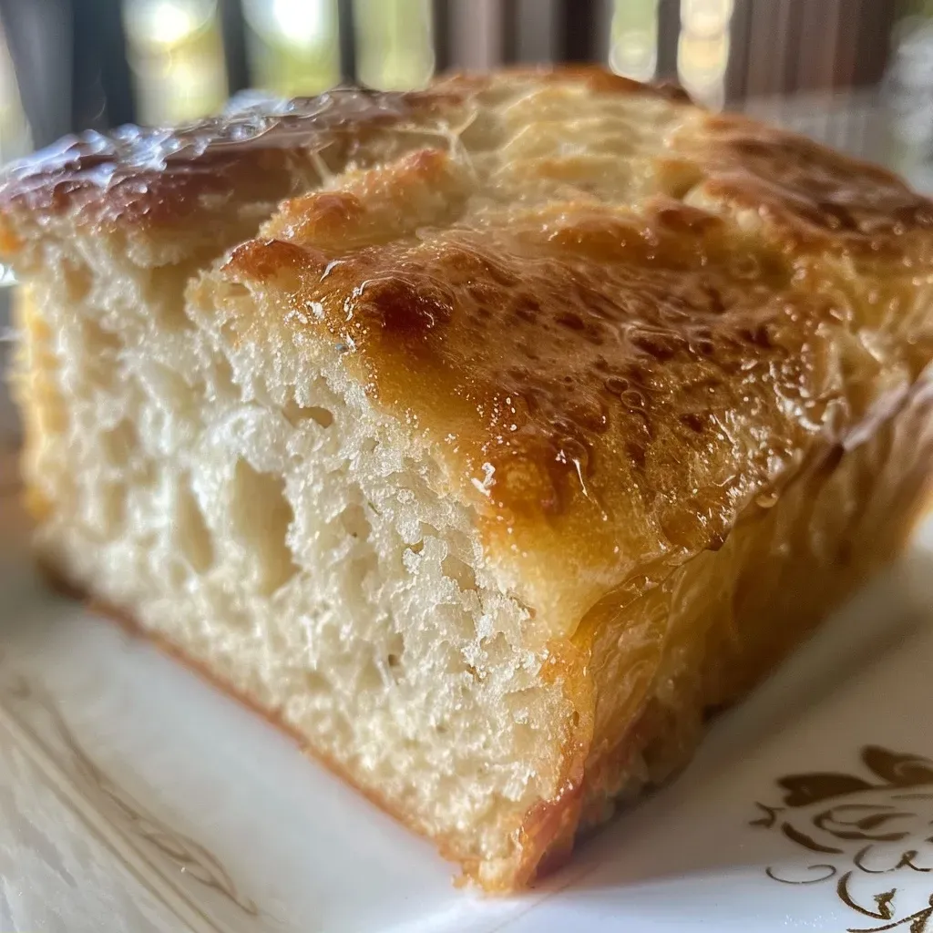 Pan de batata en primer plano, mostrando su textura jugosa y dorada.