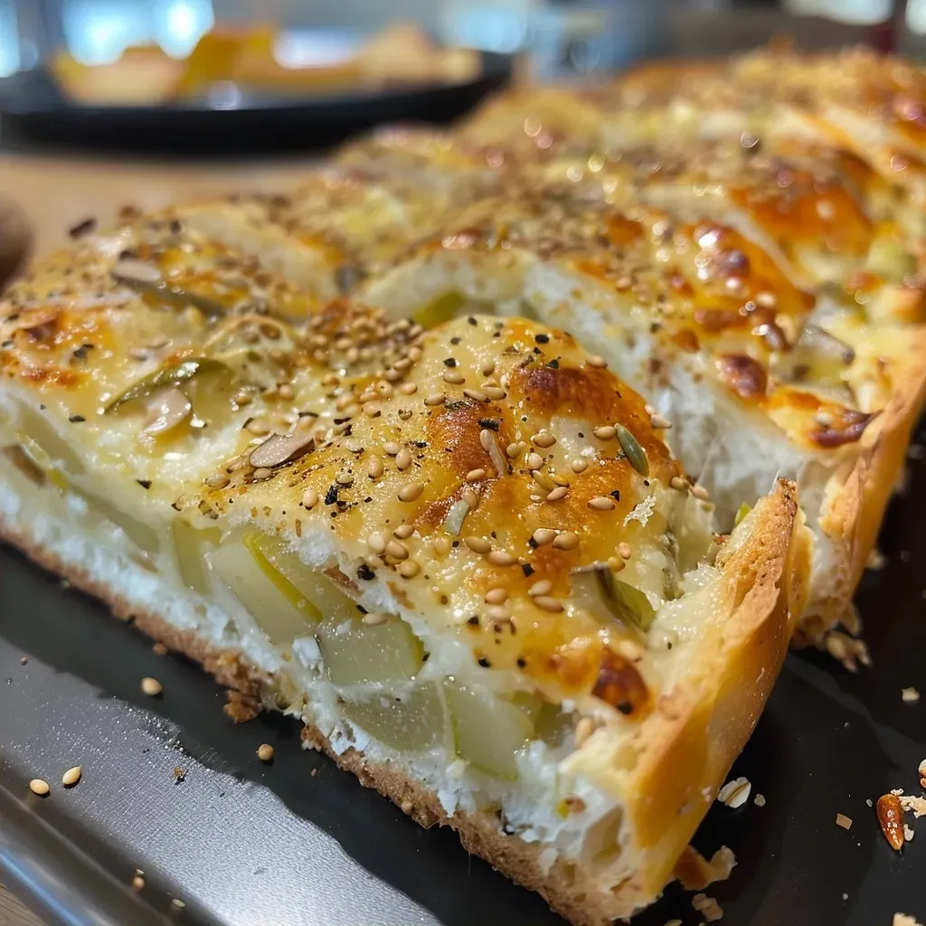 Pan de calabacín salado recién horneado, con textura esponjosa.
