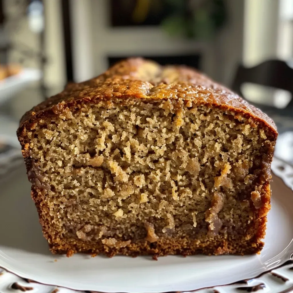 Pan de plátano con yogur griego y glaseado de nuez.