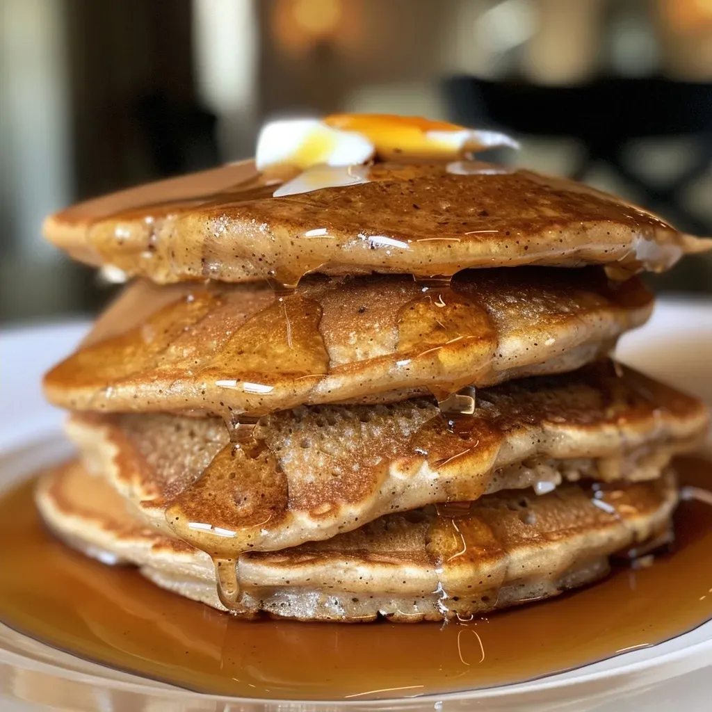Pancakes de jengibre apilados con un glaseado brillante.