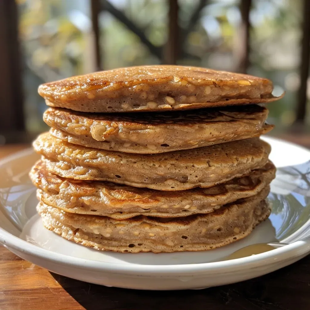 ['Pancakes de lentejas rojas con una textura jugosa.', 'Vista lateral de pancakes veganos de lentejas rojas.', 'Tazón con pancakes de lentejas rojas, dorados y apetitosos.', 'Pancakes saludables de lentejas rojas en un plato.']