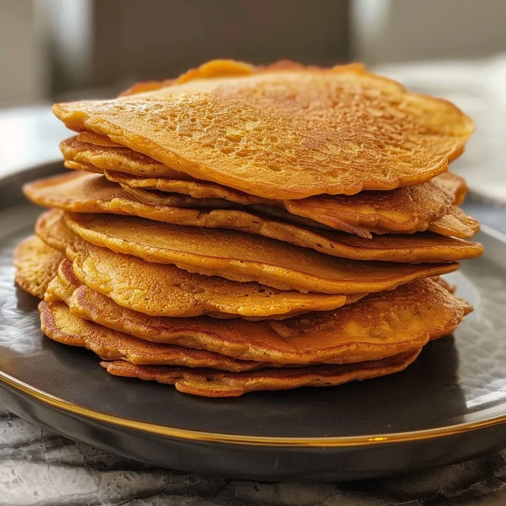 Pancakes de lentejas rojas con una textura jugosa.