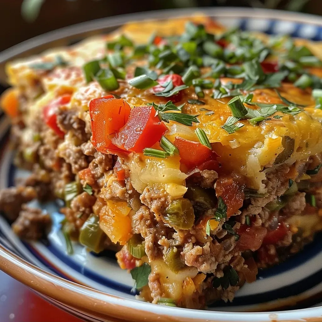 Pastel de carne jugoso con calabacín y queso.