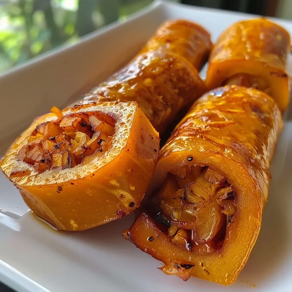 Rollos de canela veganos de calabaza en primer plano.