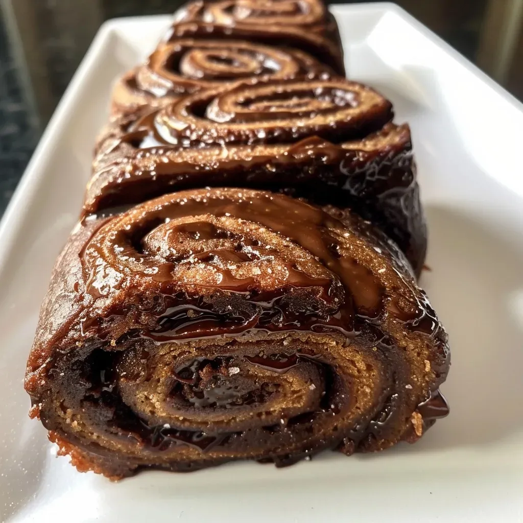 ['Rollos de chocolate esponjosos con canela en primer plano.', 'Deliciosos rollos de chocolate con glaseado en una vista lateral.', 'Close up de rollos de canela con chocolate, suaves y esponjosos.', 'Detalle de rollos esponjosos de chocolate y canela recién horneados.']