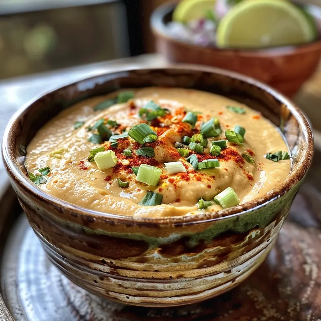 ['Salsa de queso de tofu sedoso en un tazón.', 'Primer plano de salsa de queso de tofu en un plato.', 'Salsa cremosa de tofu servida en un recipiente.', 'Tazón con salsa de queso de tofu sedoso y textura suave.']