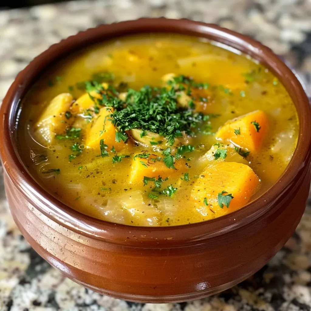Sopa de gengibre y zanahoria en un bol.