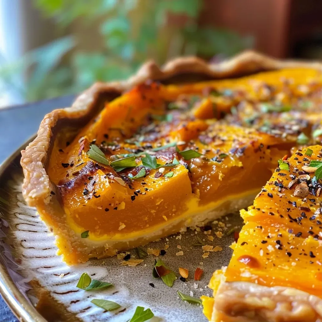 ['Tarta de calabaza vista lateral, con una textura jugosa y apetecible.', 'Primer plano de una tarta de calabaza fácil, lista para disfrutar.', 'Tarta de calabaza brillante, mostrando su corte y relleno cremoso.', 'Tarta de calabaza en un plato, con colores vibrantes y aspecto delicioso.']