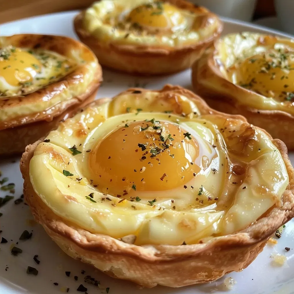 Tartaletas de ricota y pera recién horneadas.