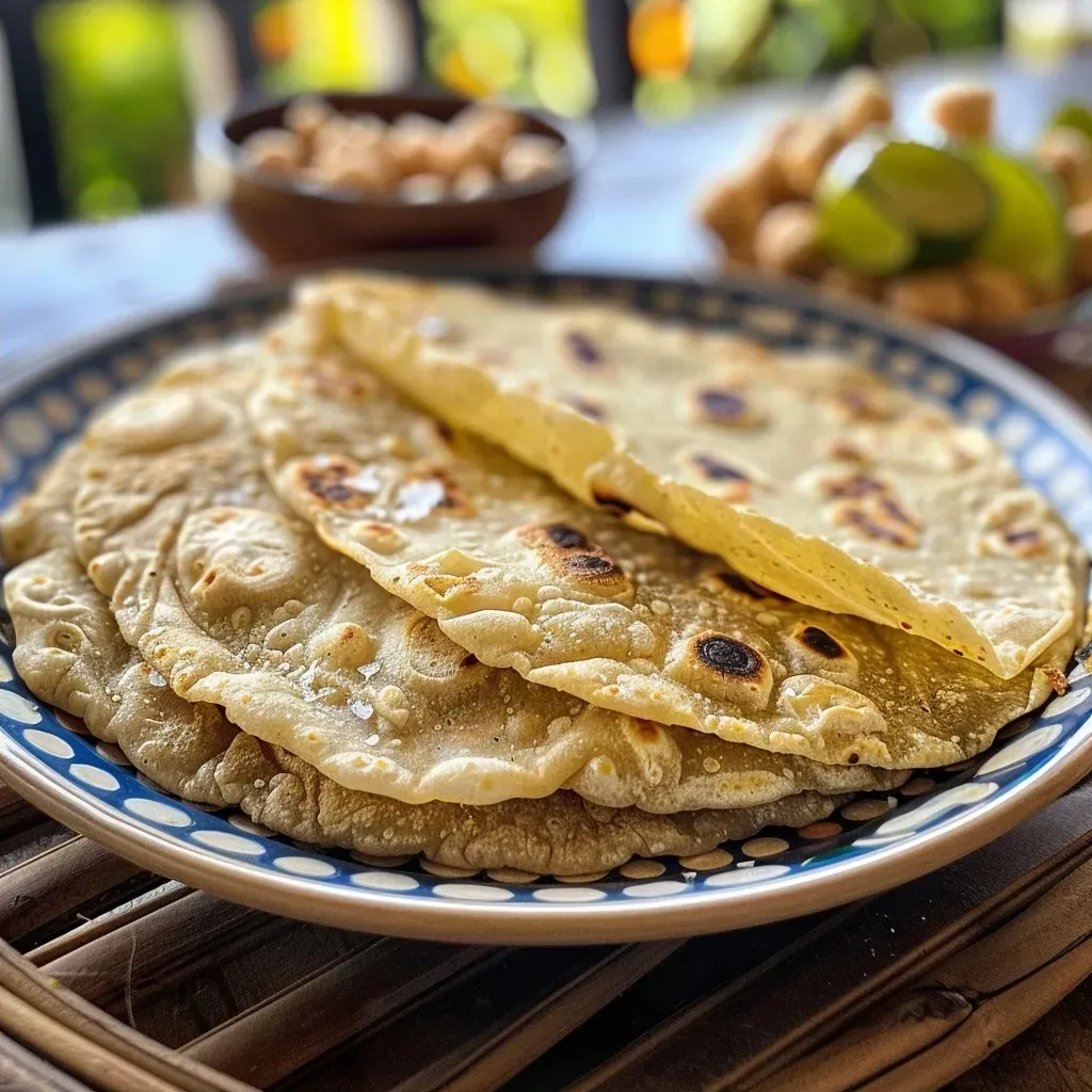 Tortillas de garbanzo en primer plano, mostrando su textura.