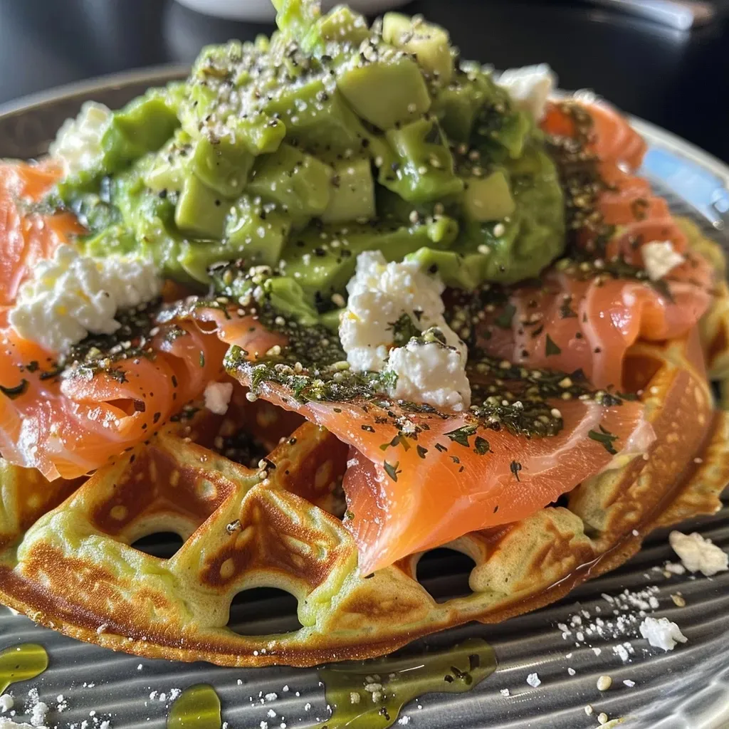 ['Tostada de salmón ahumado y aguacate con queso de cabra.', 'Close up de una tostada con salmón ahumado y aguacate.', 'Tostada deliciosa con ingredientes frescos de salmón y aguacate.', 'Detalle de una tostada de salmón ahumado sobre mesa.']