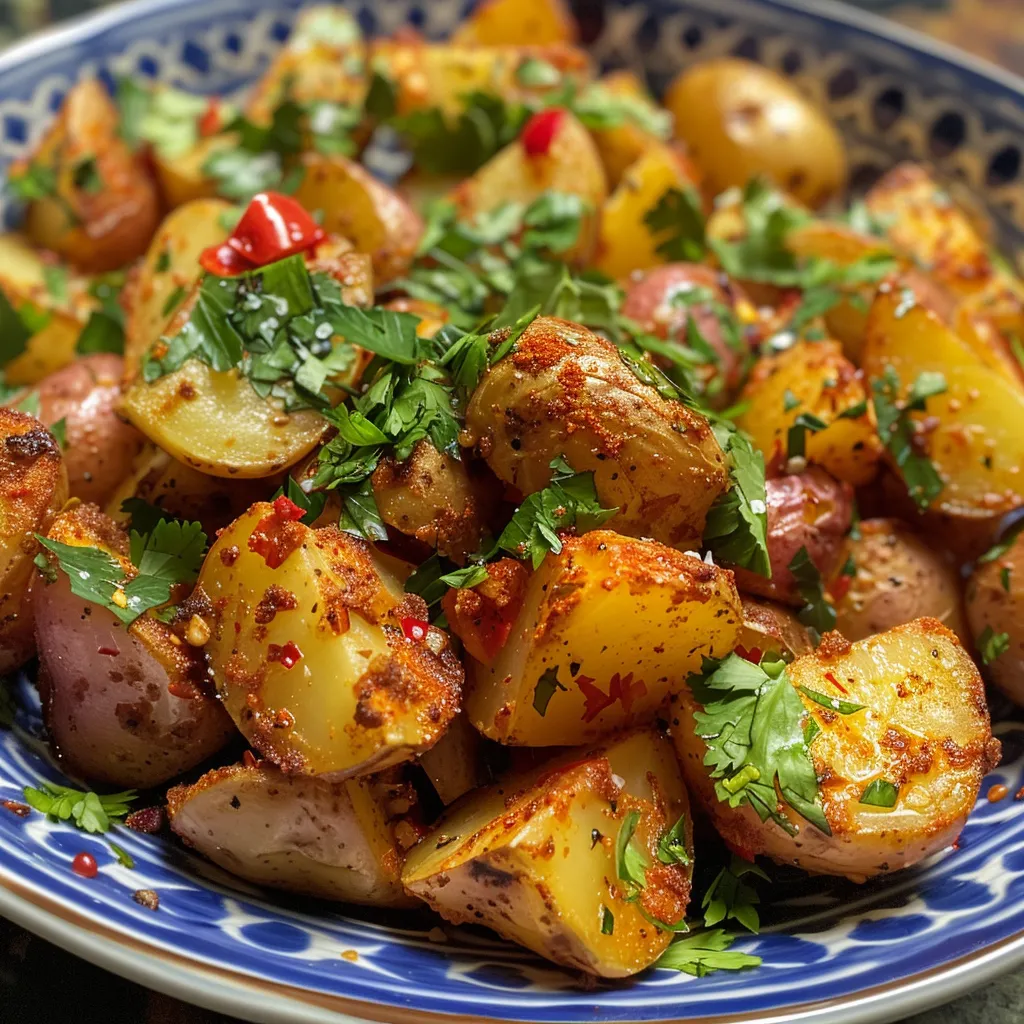 Papas crujientes y picantes servidas en un plato.