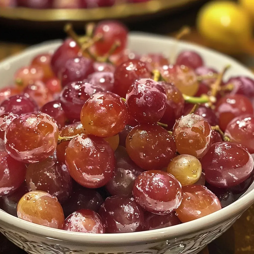 Uvas deshidratadas en un plato, con un fondo desenfocado.