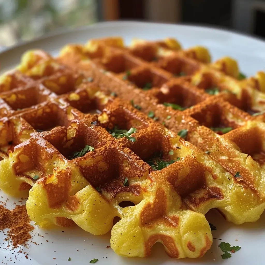 Waffles de batata dulce en un plato, con textura dorada.
