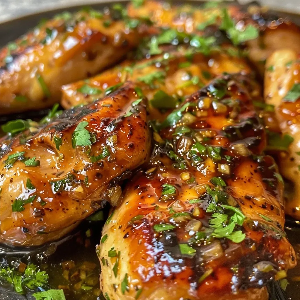 Close up de alitas de pollo con glaseado de cerveza y miel.