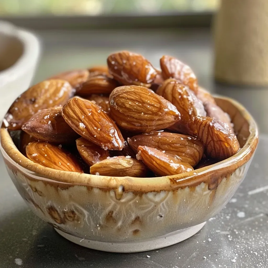 Almendras asadas con miel y canela en un plato.