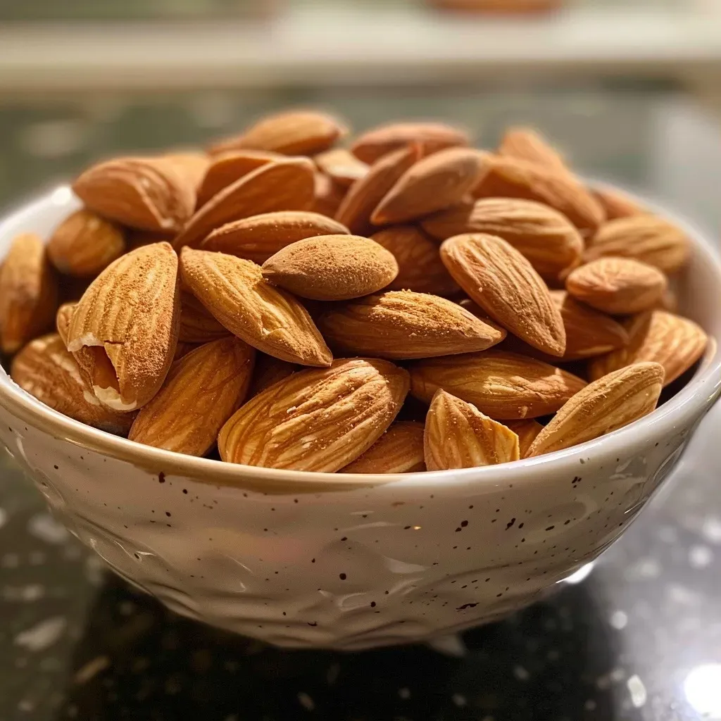 Almendras crudas cubiertas con especias de calabaza y miel.