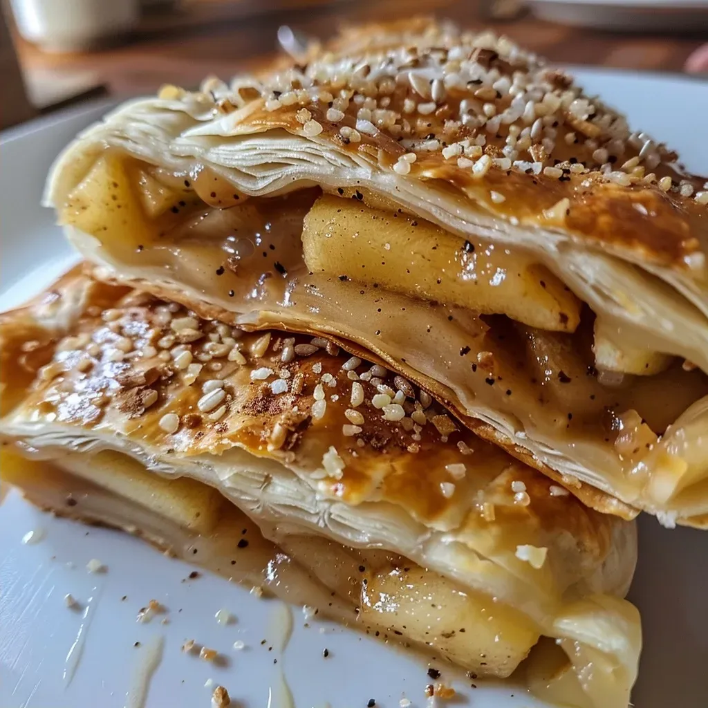 Detalle de Apfeltaschen con una mezcla de manzana y Erythrit.