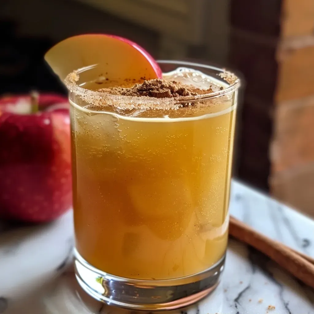 Mocktail de sidra de manzana servido en un vaso.