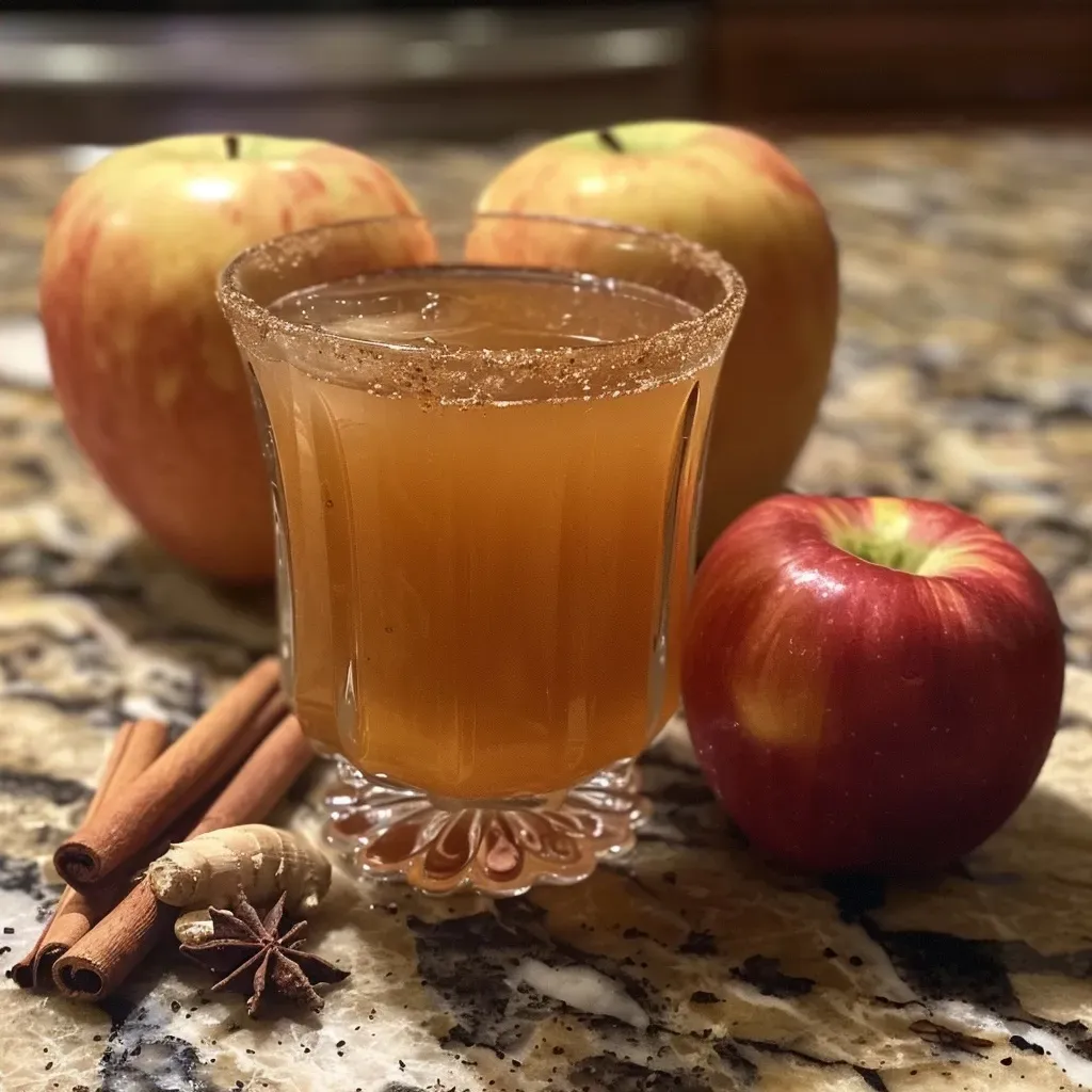 Bebida refrescante de sidra de manzana con canela y jengibre.