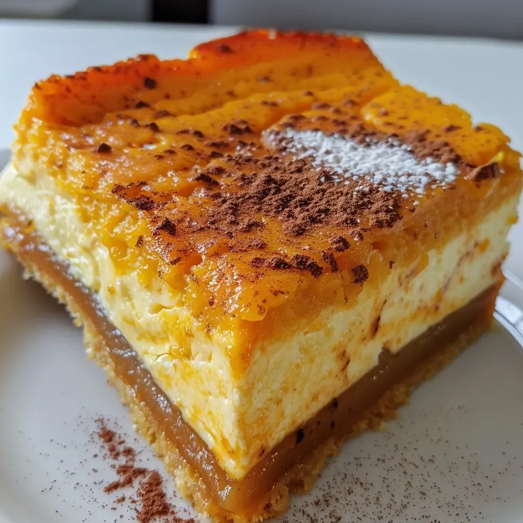 Close up de un postre de cheesecake de calabaza sin gluten.