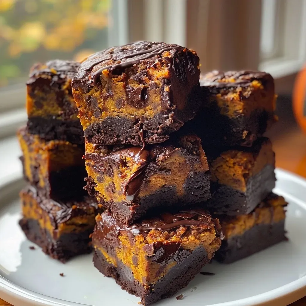 Bocados de brownie con mantequilla de maní y calabaza.