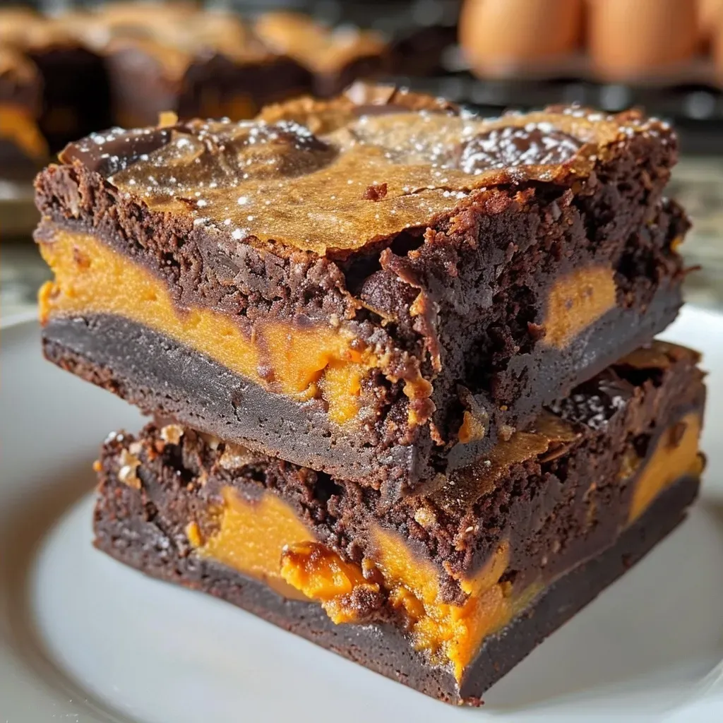 Deliciosos brownies de calabaza, textura jugosa.